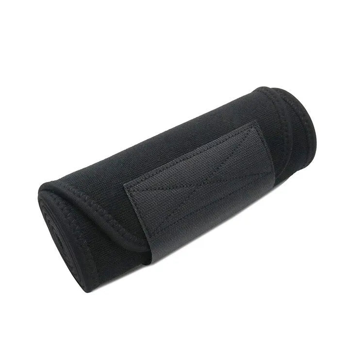 Neoprene lumbar support fitness belt in black, shown on a waist.