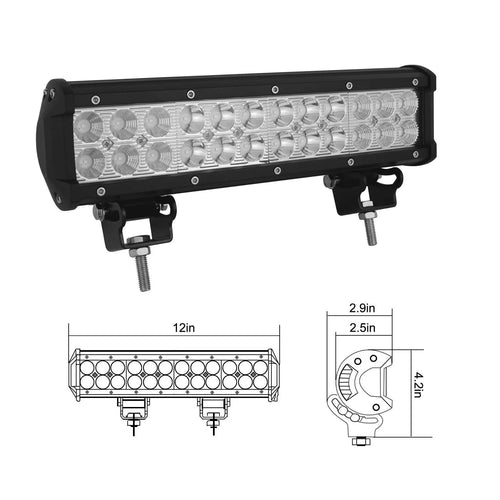 Black aluminium alloy 72W double row LED roof light for off-road vehicles and trucks.