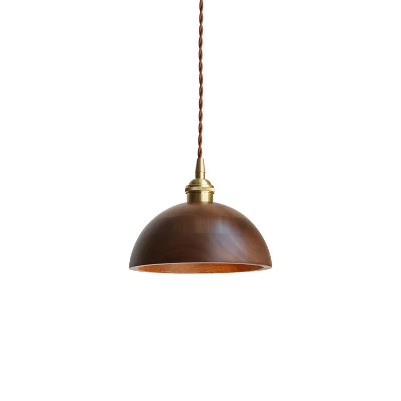 Black walnut single-head droplight chandelier with copper wood art construction and E27 lamp holder