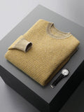 Round-neck thickened grid pullover sweater in loose fit, long-sleeve Korean style winter jumper, sizes S to XXL