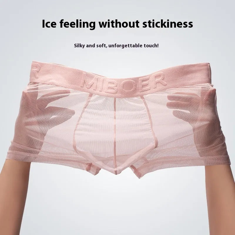 Men's thin polyester boxers in solid colours showing quick-drying breathable construction