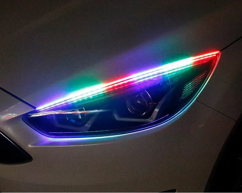 Set of universal LED daytime running lights with remote control for General Motors cars.