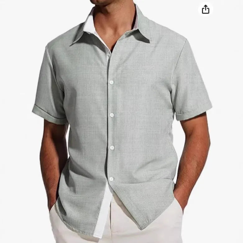 Men's short-sleeved floral print shirt in polyester fabric available in multiple colours