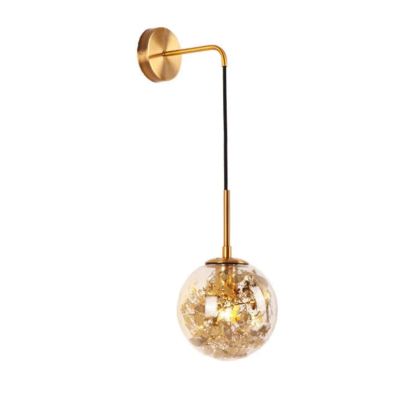 Modern glass wall lamp with metallic finish in Golden Flower or Silver Flower, 15cm or 20cm diameter
