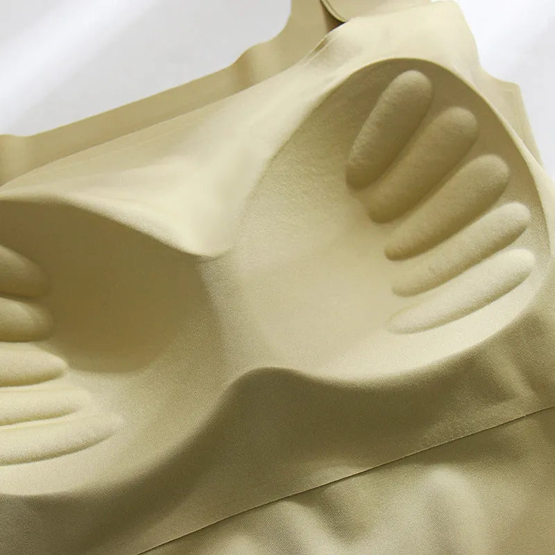 Seamless non-marking sling vest with thin mould chest pad in light blue colour