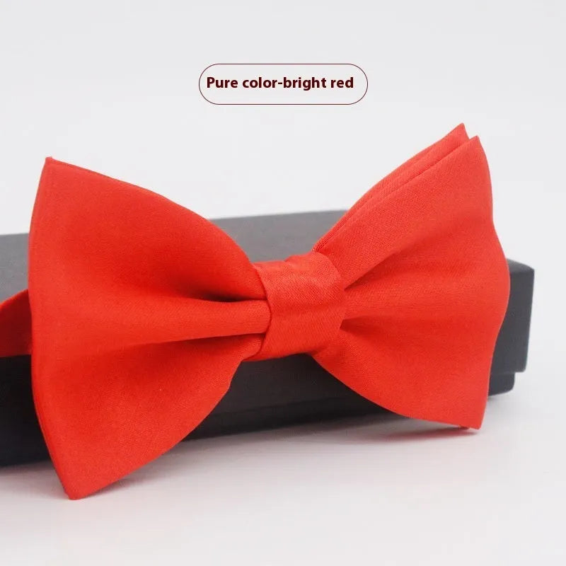 Solid colour flat head polyester bow tie for formal wear and weddings