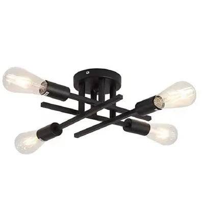 Modern Nordic 4-head ceiling lamp in Black Gold finish for living room or bar counter