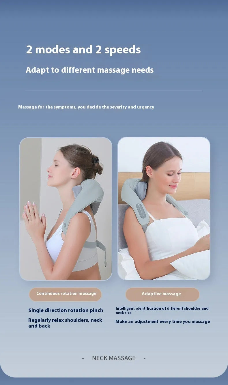 Grey elastic fabric multifunctional neck back waist massager with USB cable