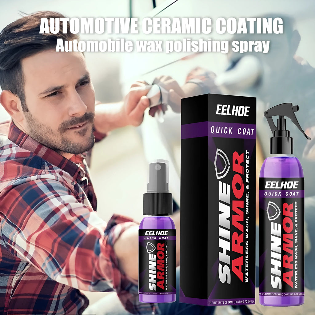 Purple nano car coating spray wax bottle with hand sprayer.