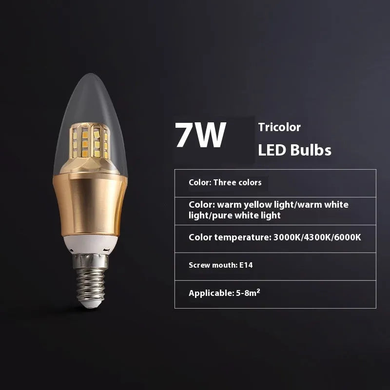 Household E14 E27 LED screw bulb with three colour options and rechargeable lithium battery