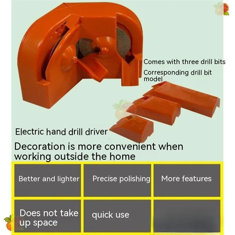 Orange and black grinding drill attachment with irregular sanders and replacement wheels