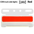 Waterproof aluminium alloy truck side light with COB LED for ground illumination, shown in multiple colour options.