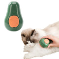 Green and white 3-in-1 cat steam brush with water spray and soft silicone teeth for pet grooming.