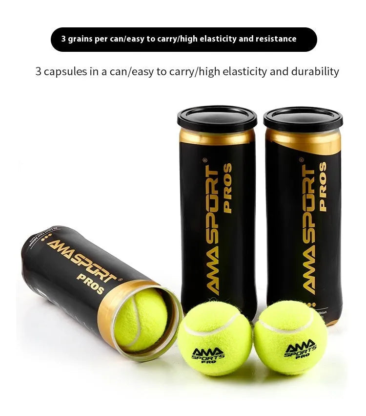 Three cage plate tennis training balls in black, green, and yellow colours