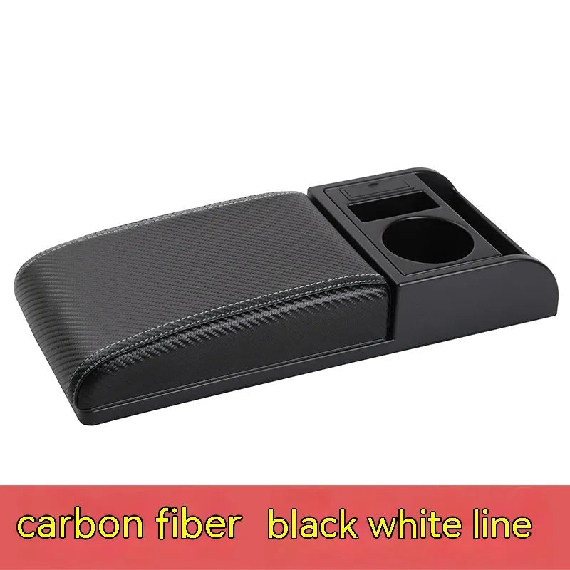 Universal car armrest cover for height increase in multiple colour options including black with red lines