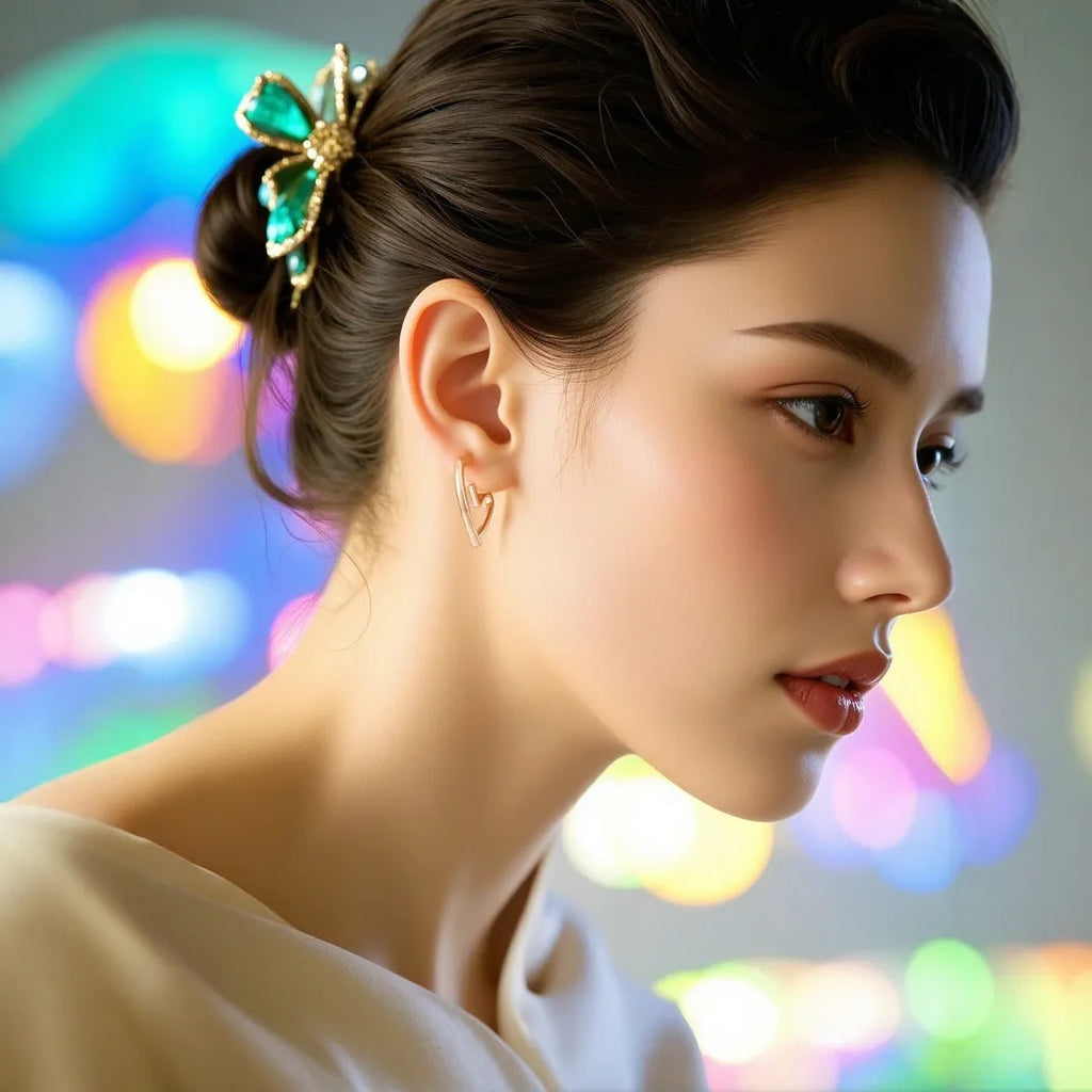 Simple cold style love earrings for women in golden colour metal alloy finish