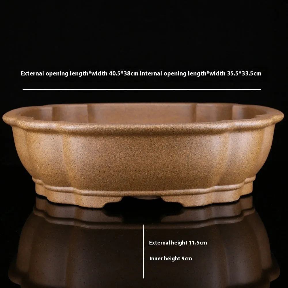 Large handmade purple sand tea basin in hexagonal style for plant cultivation