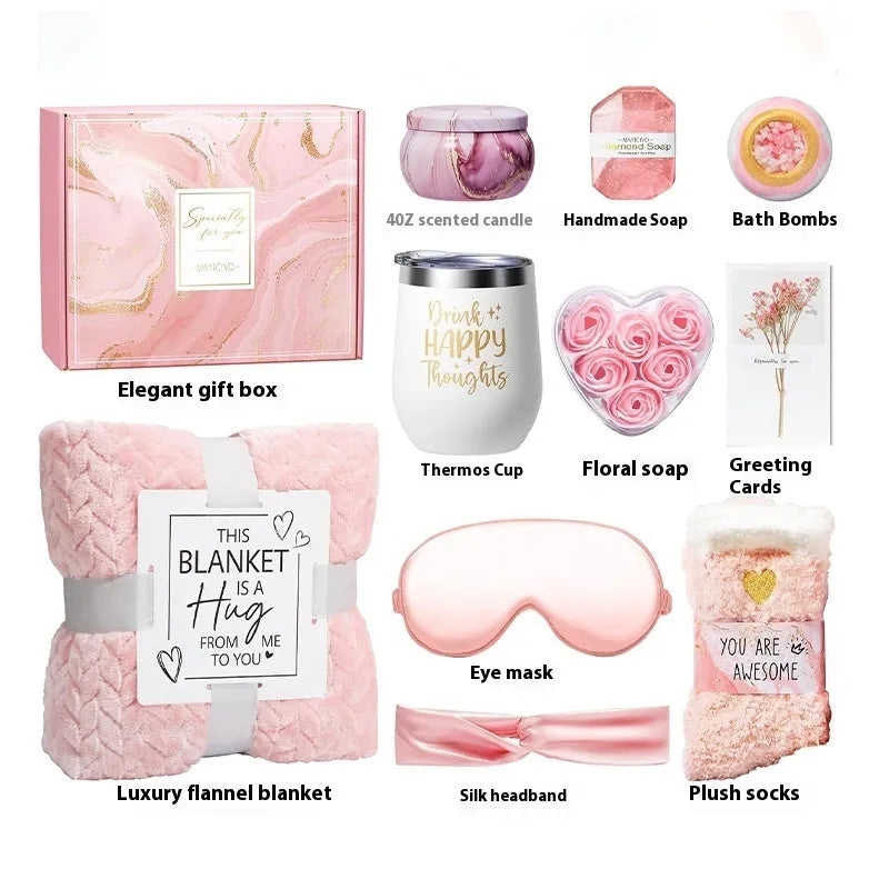 Aromatherapy candle soap bath gift set in a modern simplicity style plastic box.