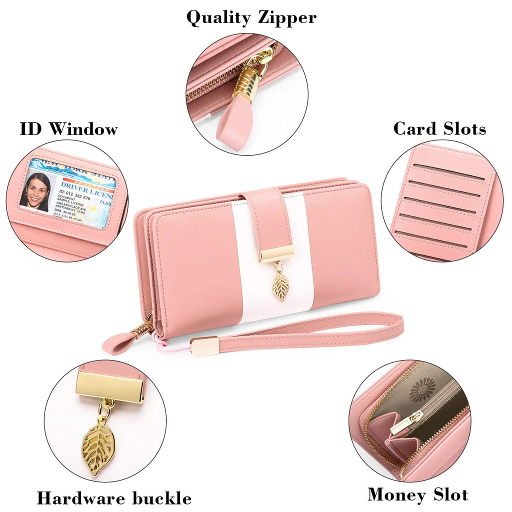Midnight black women's anti-theft clutch bag with locking gold zip, showing organised card slots inside.