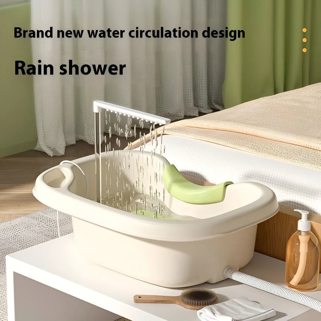 Plastic shampoo basin with neck pillow and water pump system for lying down hair washing