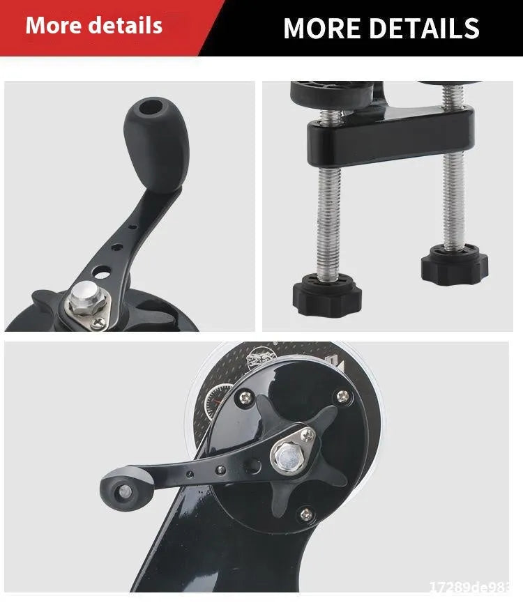 Portable fishing line wrapping device with composite fibre construction and extension shaft