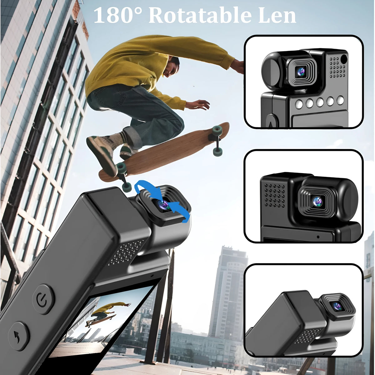 L9 HD night vision conference recorder outdoor sports camera with rotatable lens black 97.6mm body