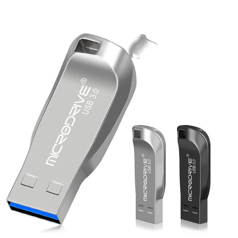 Metal waterproof USB 3.0 flash drive 64GB in black or silver grey with spin design