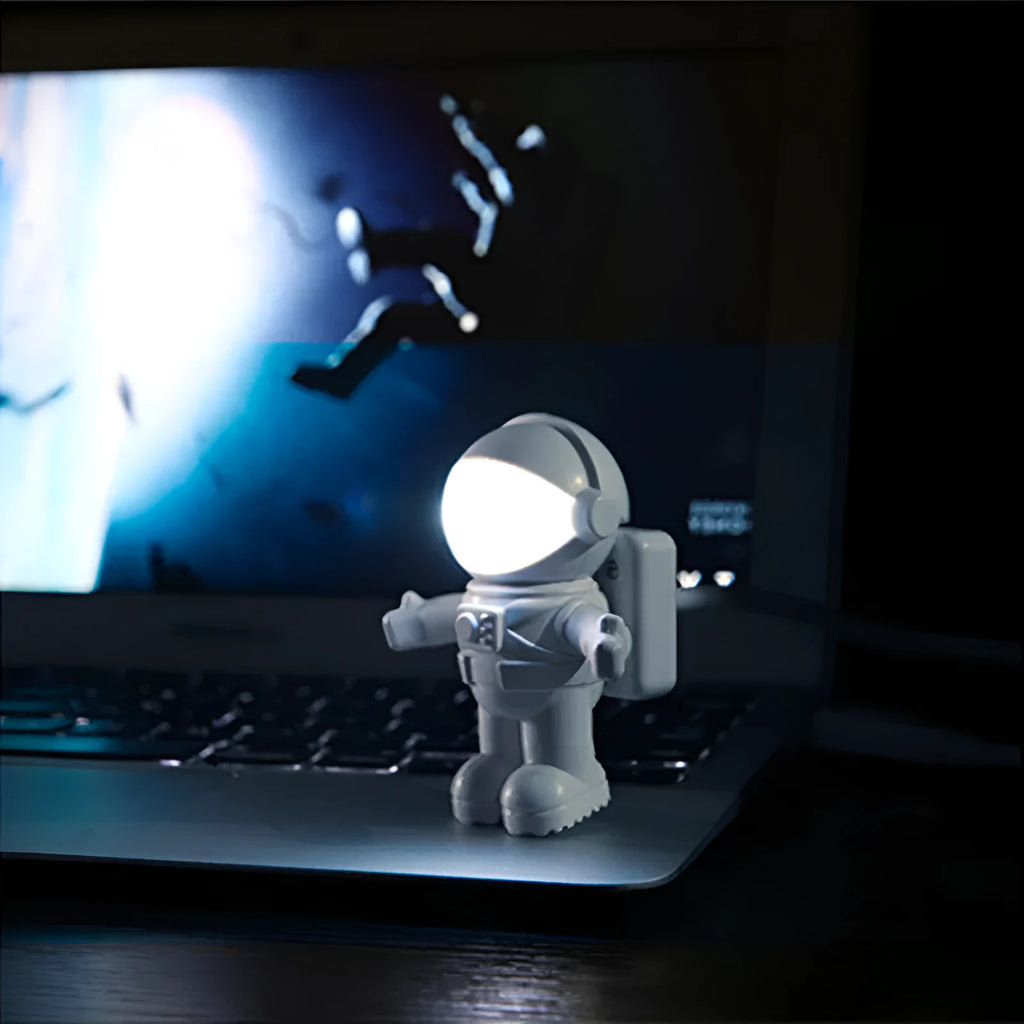 Litwod astronaut desk lamp with USB cable, flexible gooseneck arm, and push-helmet switch, 92x78x106mm