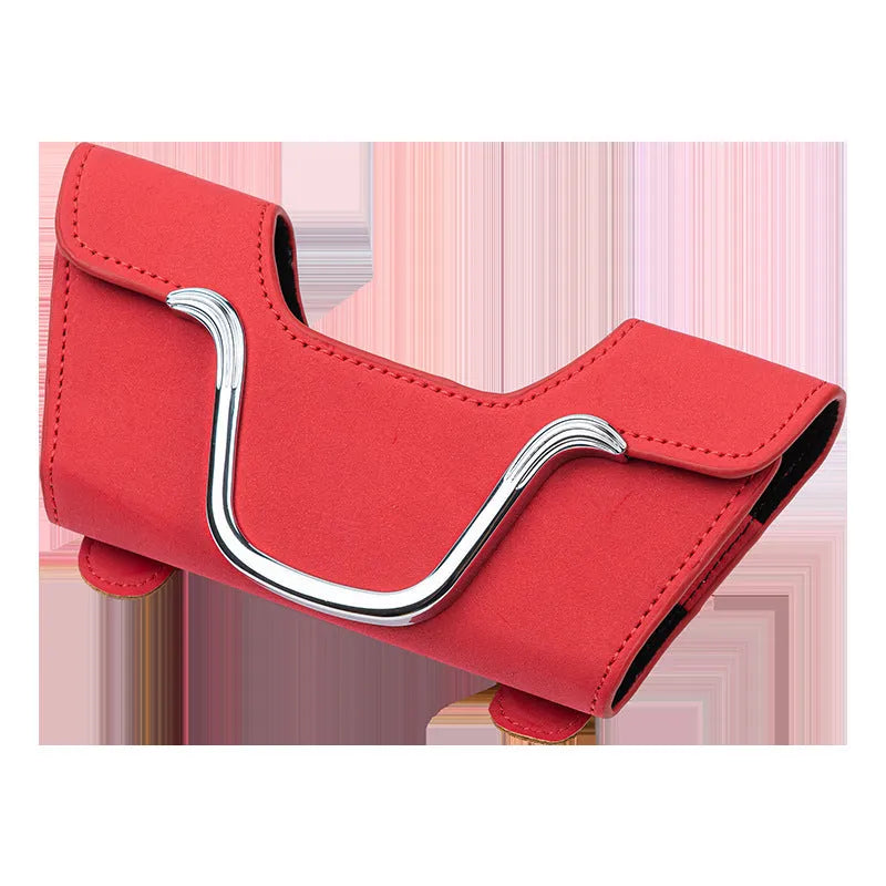 Canvas car glasses case sun visor storage box, 8cm x 17.5cm, with glasses clip and ticket holder