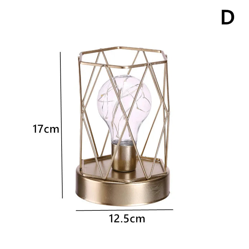 Iron geometric decorative light ornament with electroplated metallic finish in Nordic style