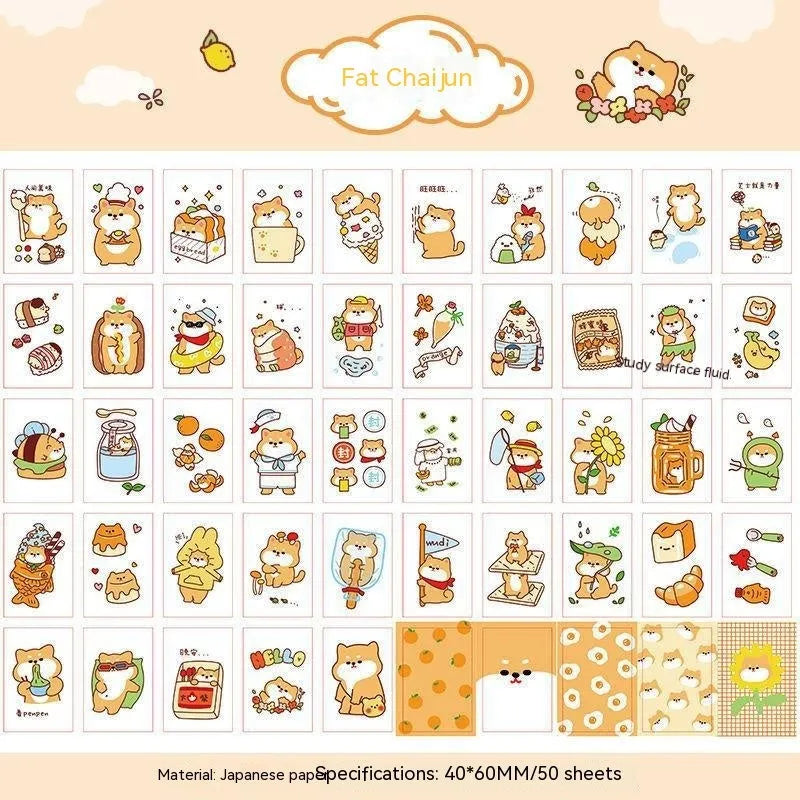 Hand-drawn heart stickers with cartoon characters for notebooks and screen protectors