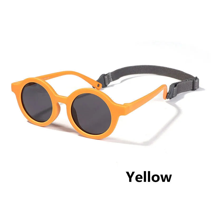 Children's round frame polarised sunglasses with UV400 protection for 0-3 year olds in various colours