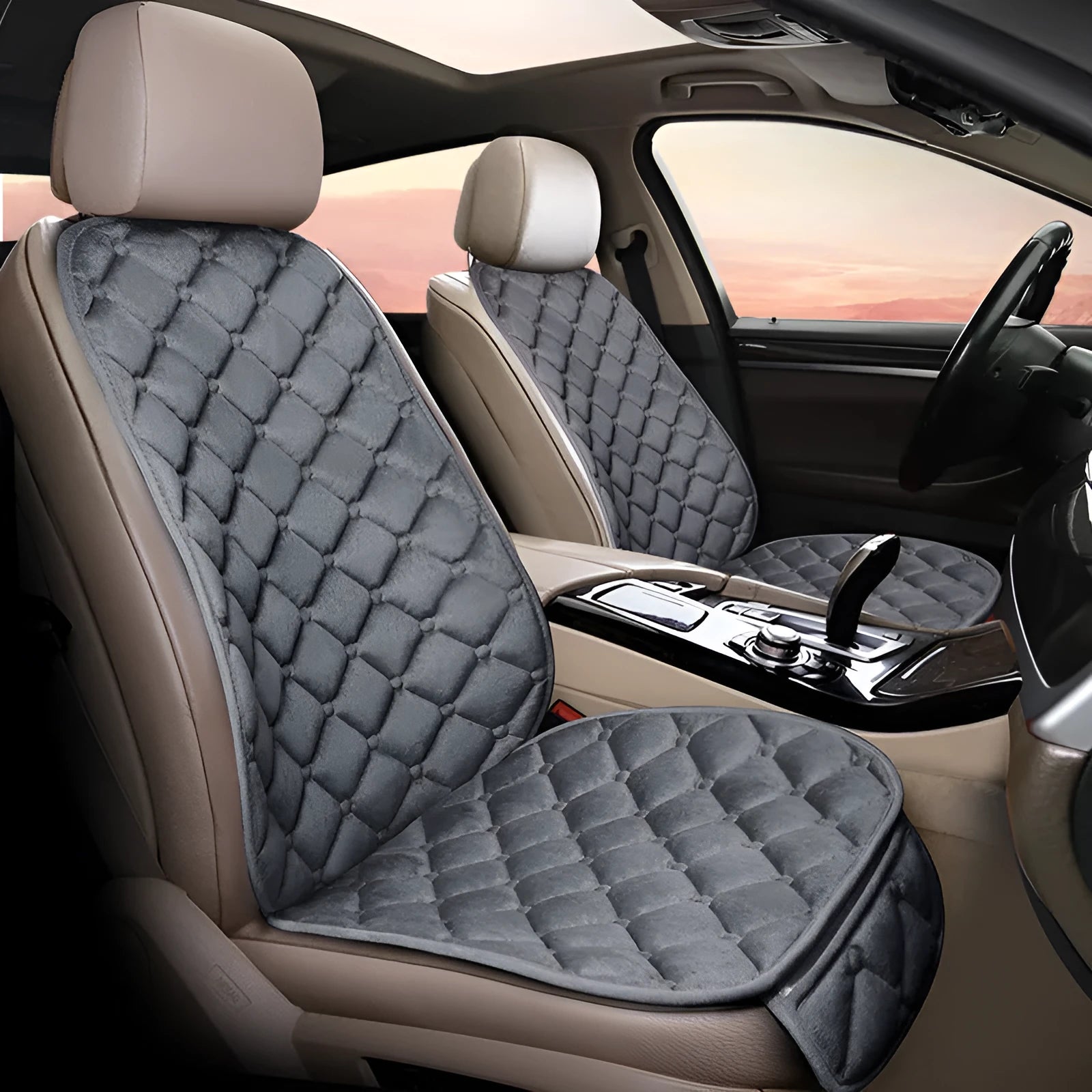 Ringer plush cotton car seat cushion showing colour options including burgundy and classic black