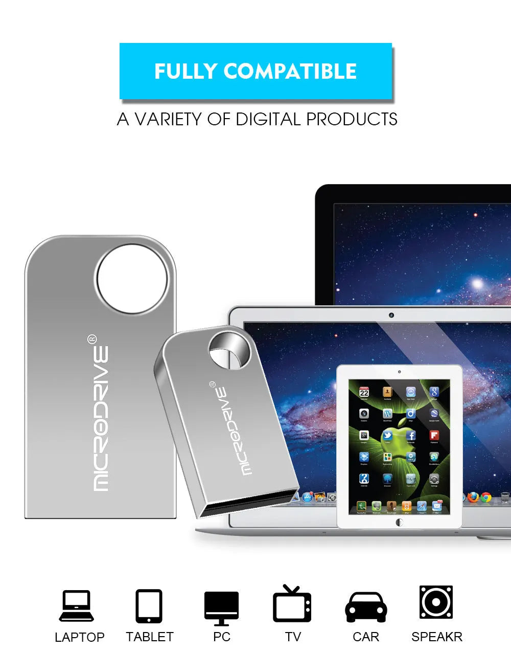 Silver grey 16GB mini USB flash drive with metal rotation cover on a dark background