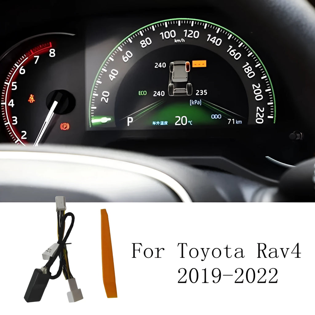 Black tyre pressure monitoring display module for Toyota vehicles with power cord
