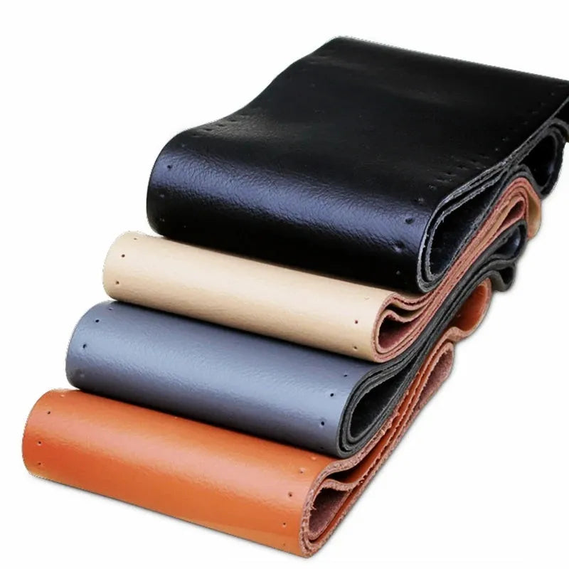 Hand-sewn genuine leather steering wheel cover in black, beige or grey, 36cm 38cm 40cm