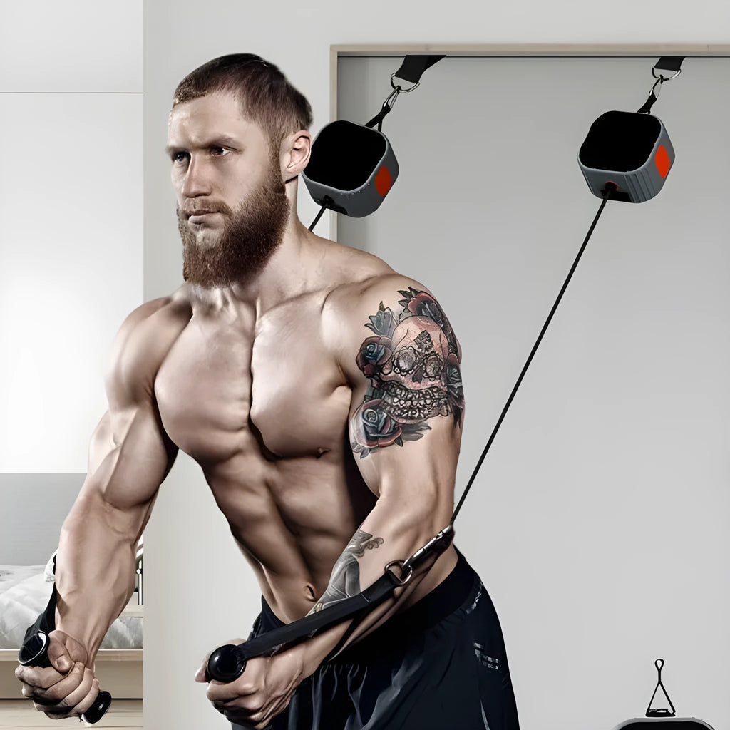 Intelligent adjustable fitness tensioner with 2-20kg resistance range in blue-grey colour