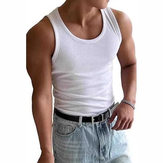 Men's tight-fitting round neck fitness T-shirt in polyester with wool lining for summer sports