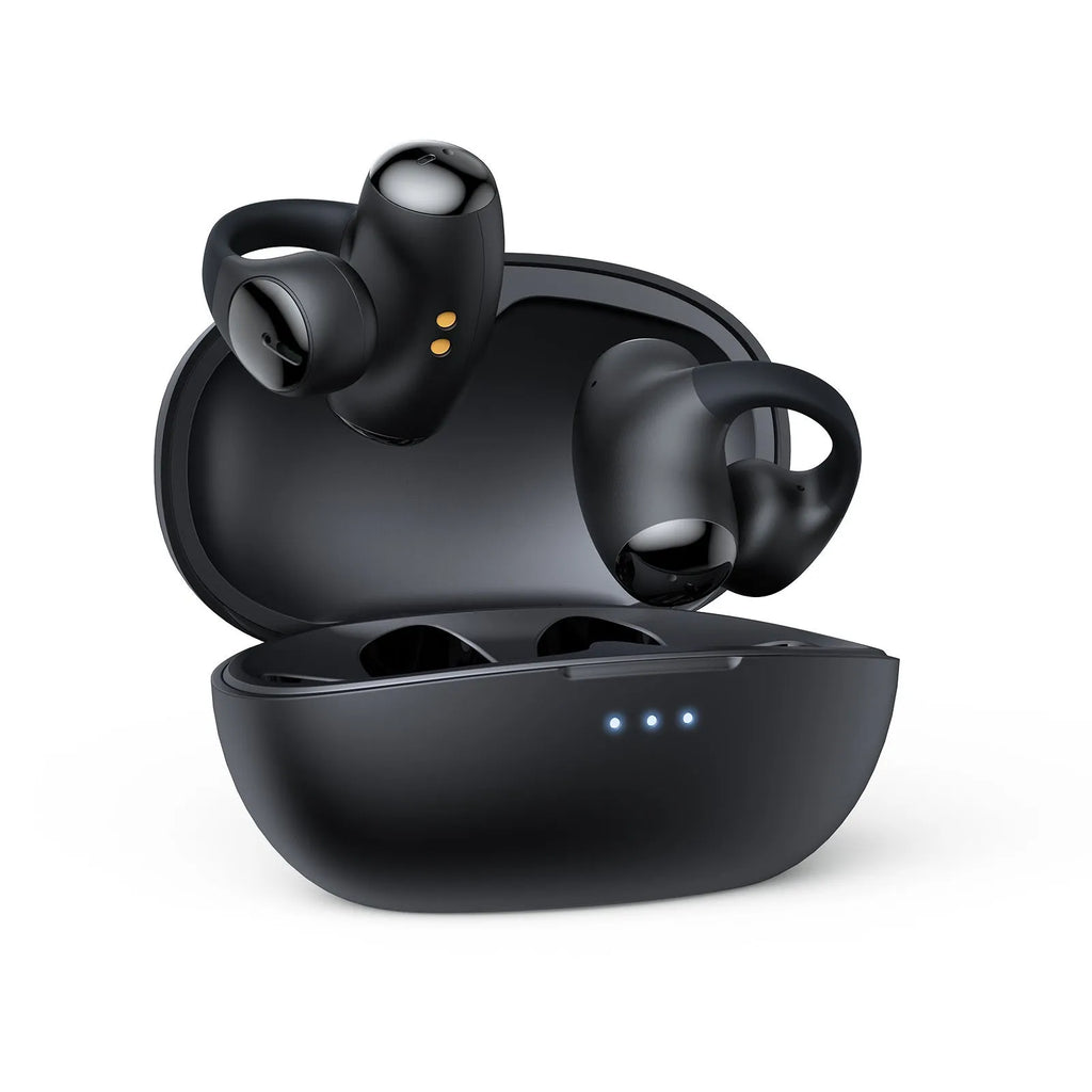 T306 wireless Bluetooth gaming headset with ear-hook design in black colour