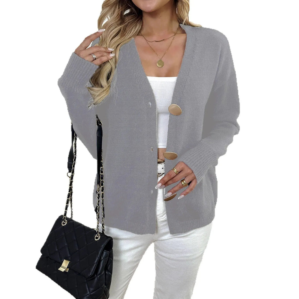 Women's deer plush long sleeve sweater coat in hipster street style with princess sleeves