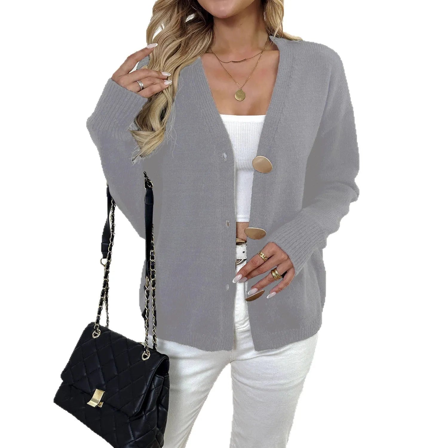 Women's deer plush long sleeve sweater coat in hipster street style with princess sleeves