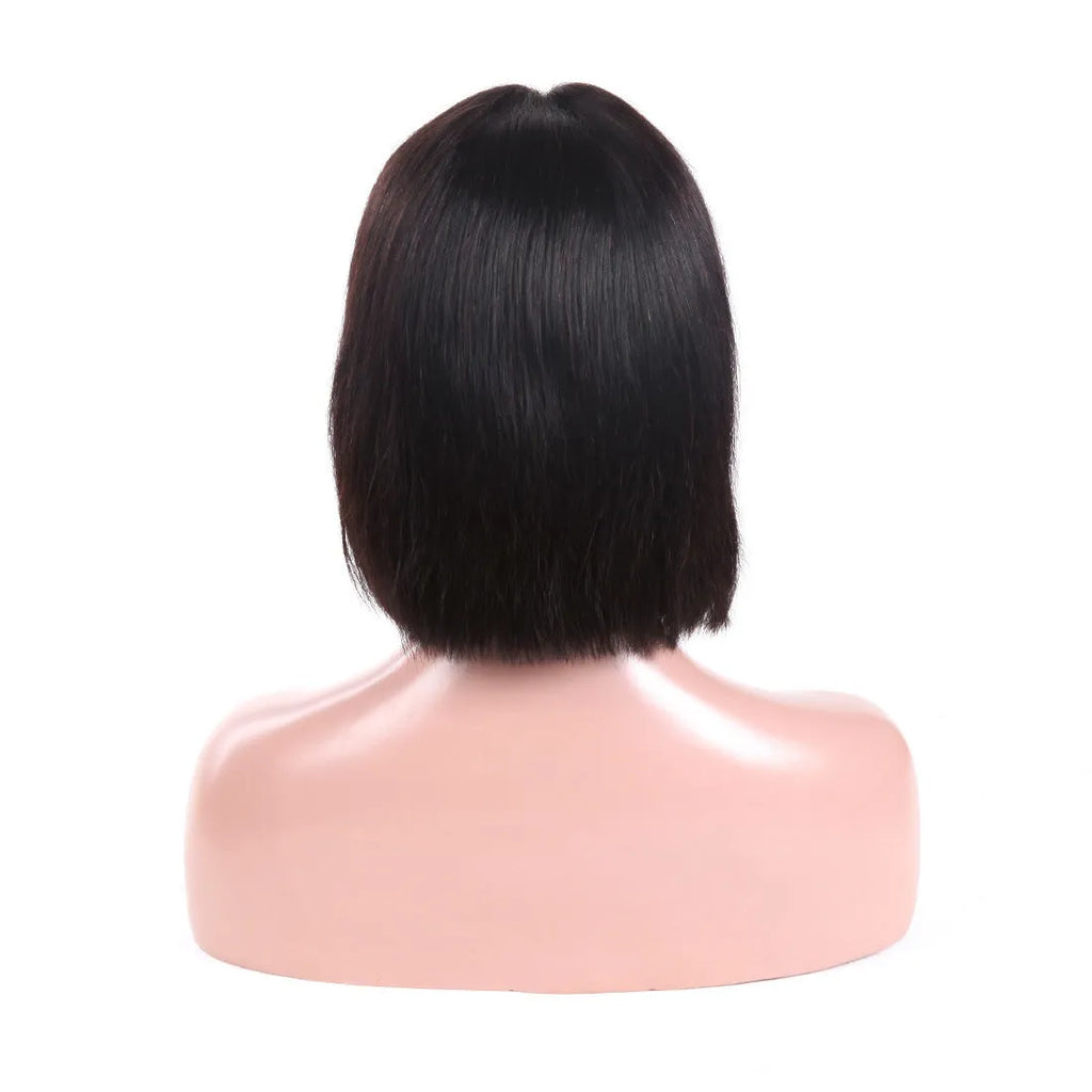 13x4 human hair bob head cover wig for ladies in 10inch length soft real hair