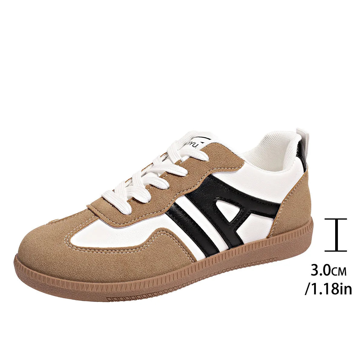 Women's retro colour matching lace-up jogging shoes in grey with a round toe and platform sole.