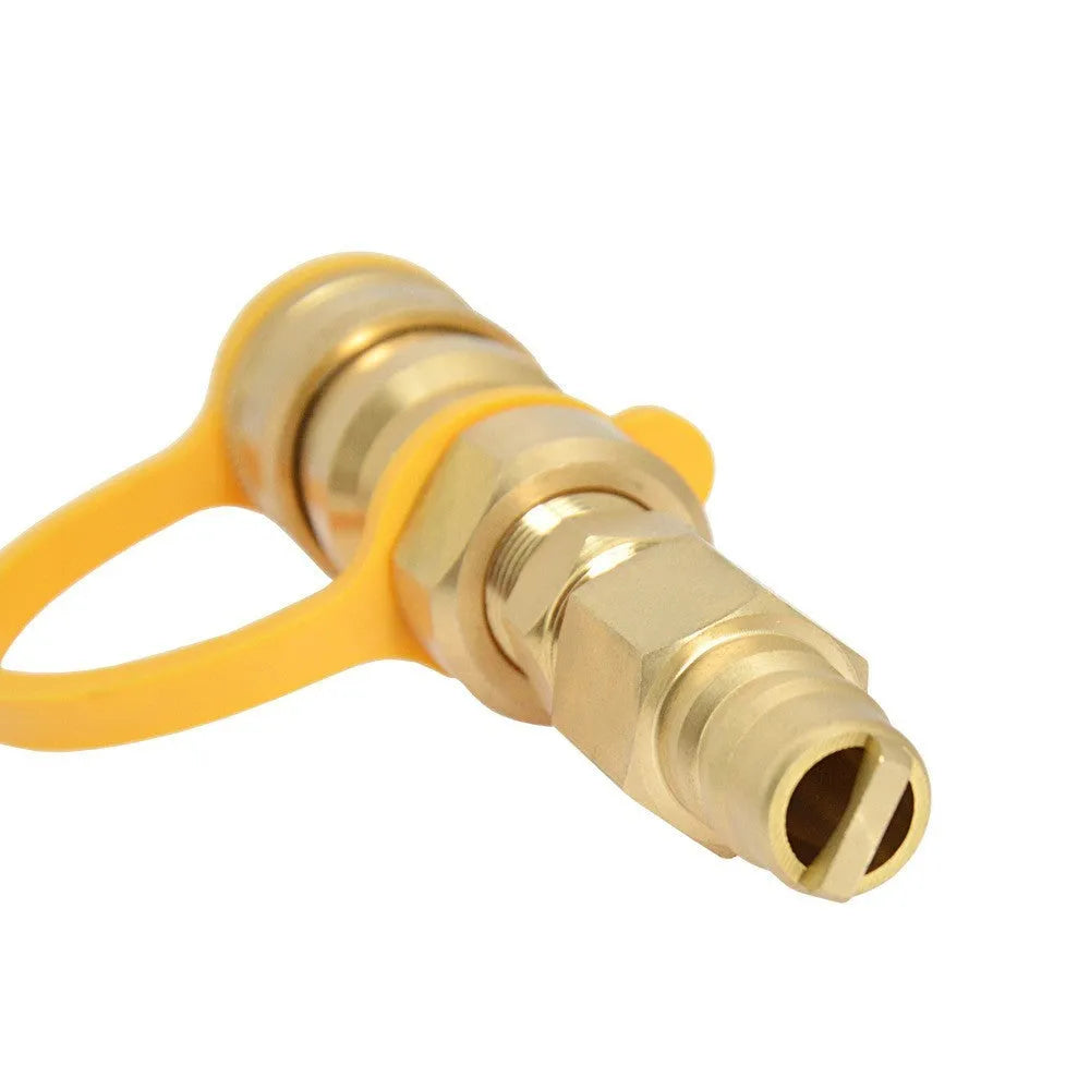 Gold brass gas propane conversion charging connector with 3/8-inch American standard threads
