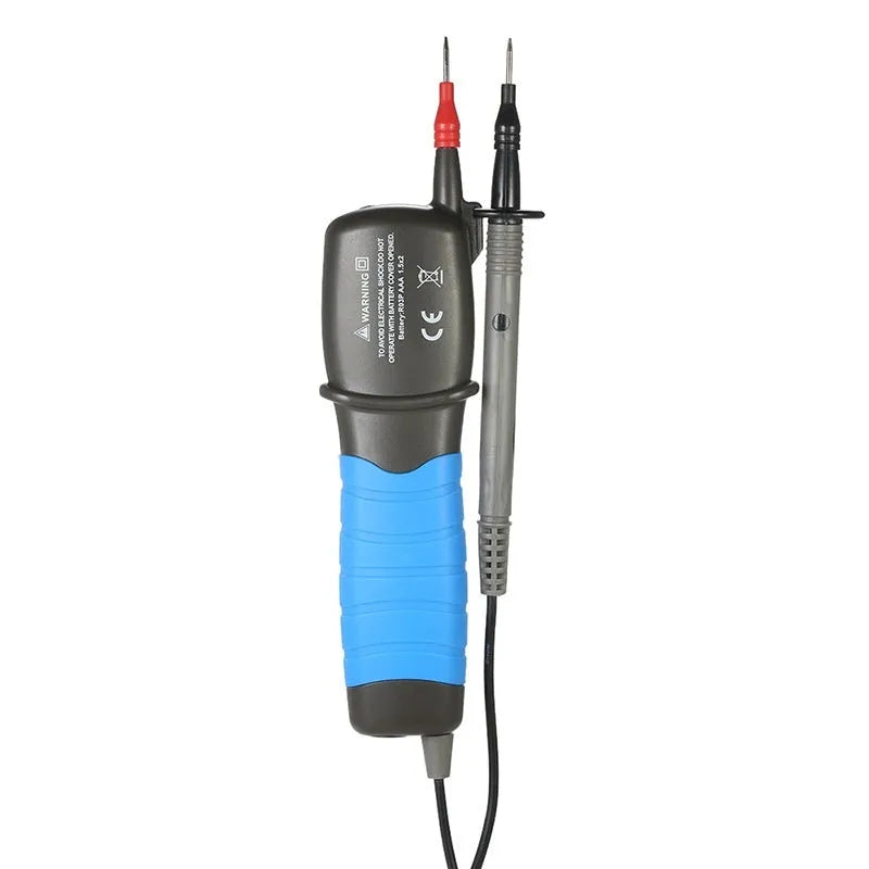 Huapu HP-38B digital pen multimeter with pen-style body, LCD display, and test leads on a white background