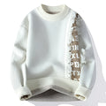 A man's loose-fit long-sleeve pullover jumper in a rabbit fur blend, shown in a solid colour with a ribbed hemline.