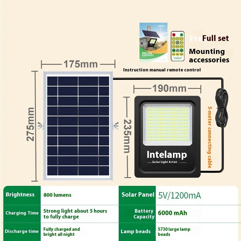 Outdoor solar-powered LED light with waterproof IP65 rating for courtyard and garden illumination