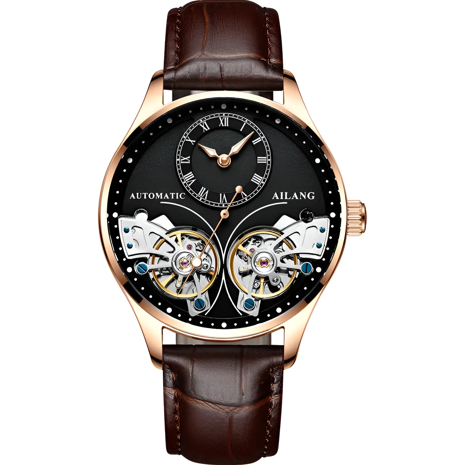 Seiko automatic men's watch with tourbillon and moon phase complications on wrist