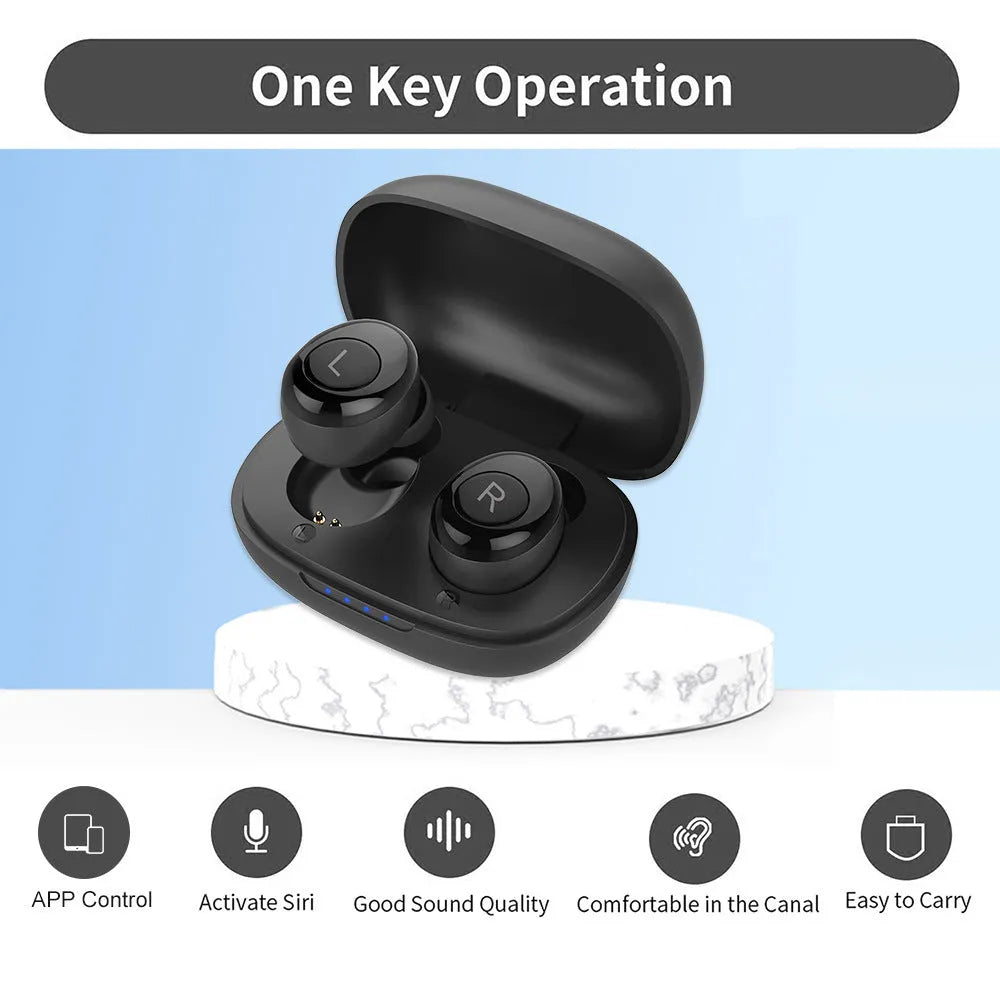 H001 Rechargeable Bluetooth Digital Headset Sound Amplifier in black for swimming and wading sports