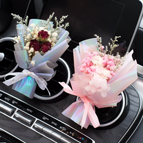 Handmade dried flower car vent air freshener ornament with essential oil fragrance slices